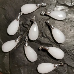 jade blanc - Pendentif monté en argent  - 6e chakra